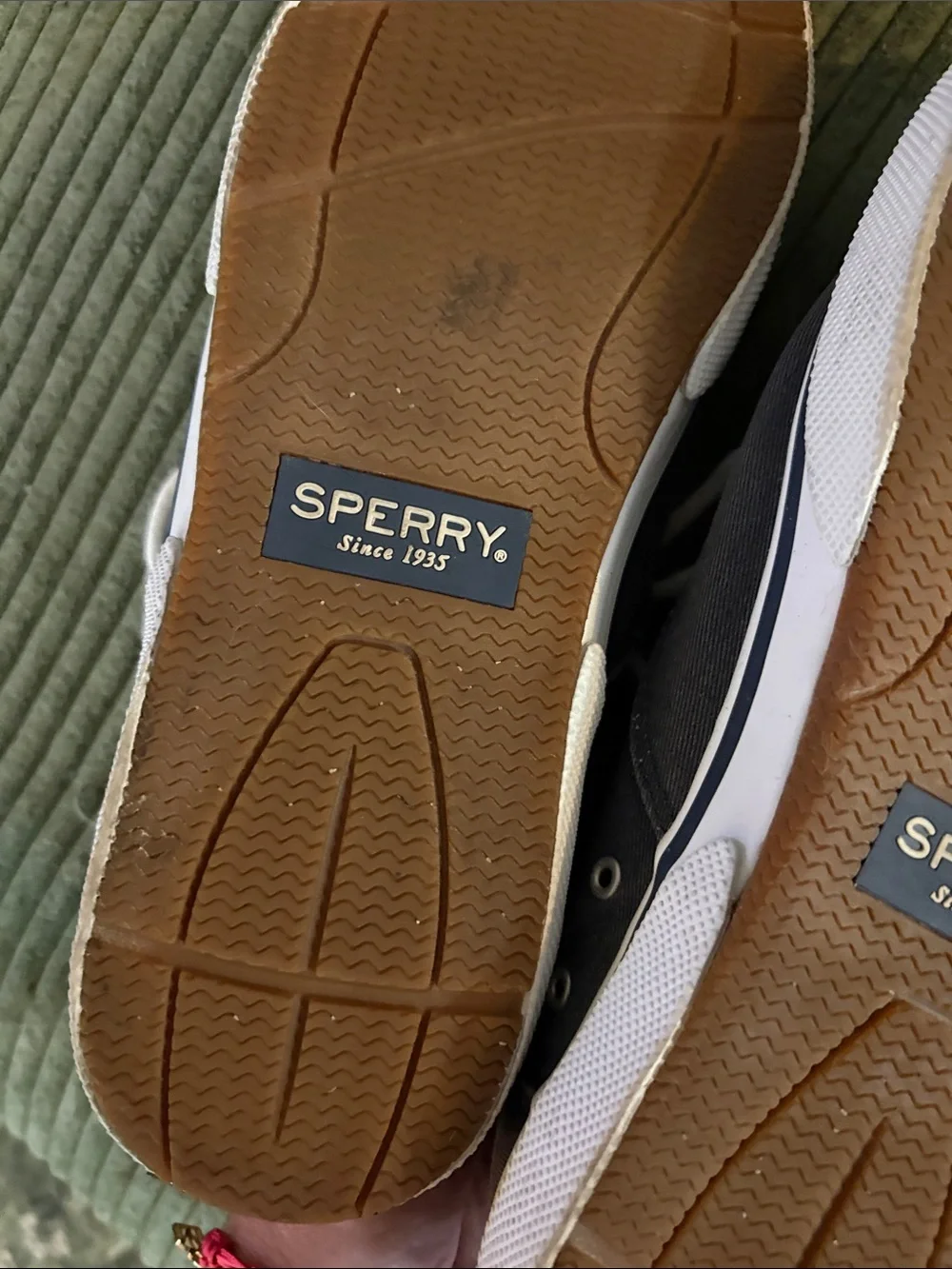 Sperry Men’s Navy Canvas Boat Shoes with White Laces